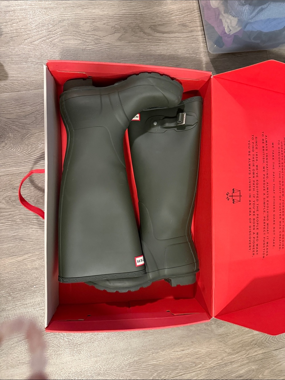 Hunter Olive Green Knee-High Rubber Boots with Buckle
